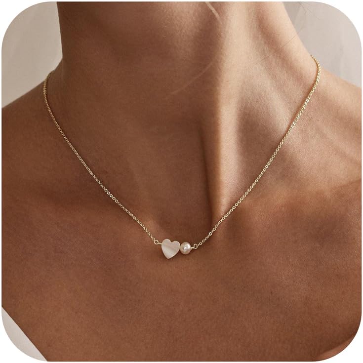 14K Gold Plated Pearl Necklace for Women | Dainty Layered Choker | Waterproof Wedding Jewelry Gift
