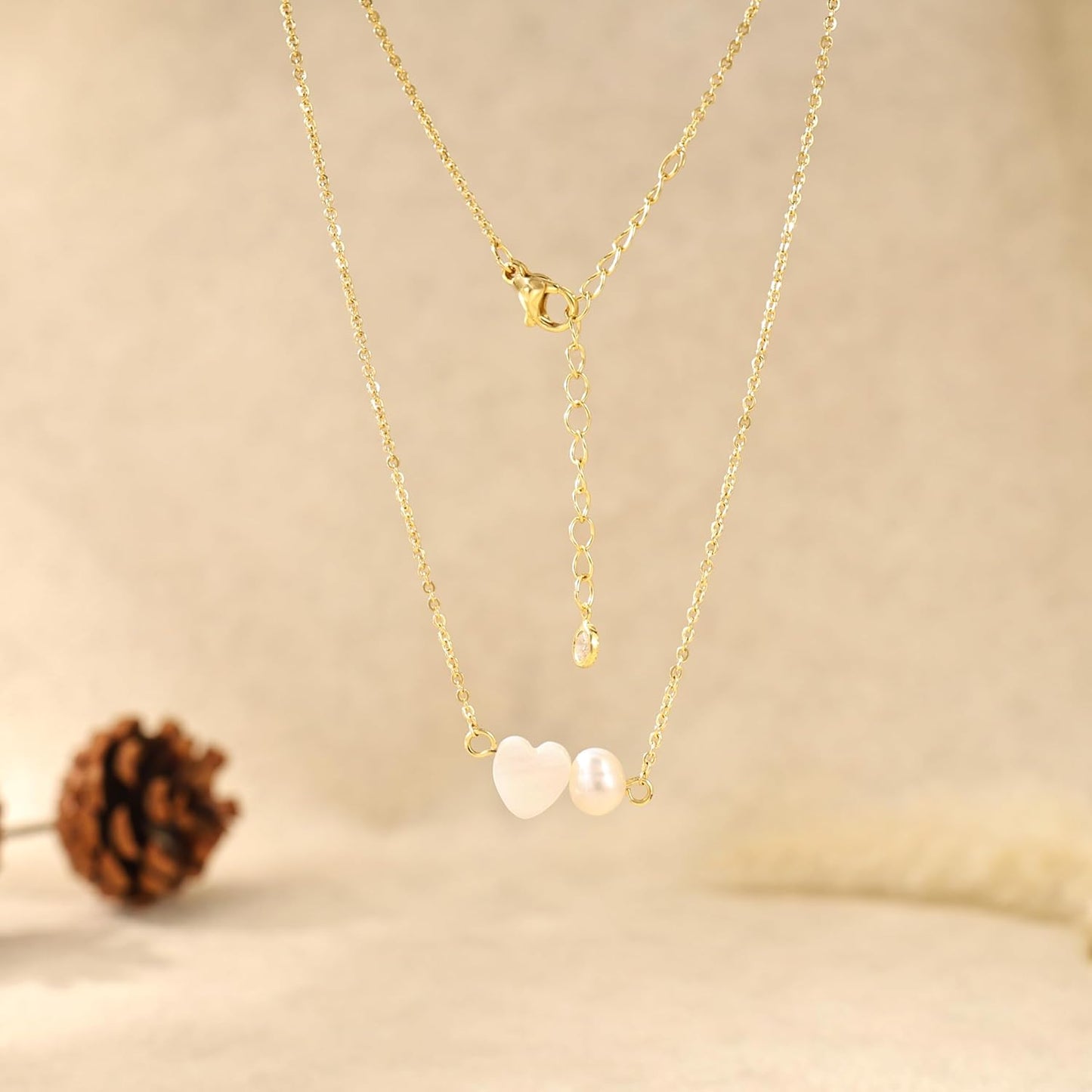 14K Gold Plated Pearl Necklace for Women | Dainty Layered Choker | Waterproof Wedding Jewelry Gift