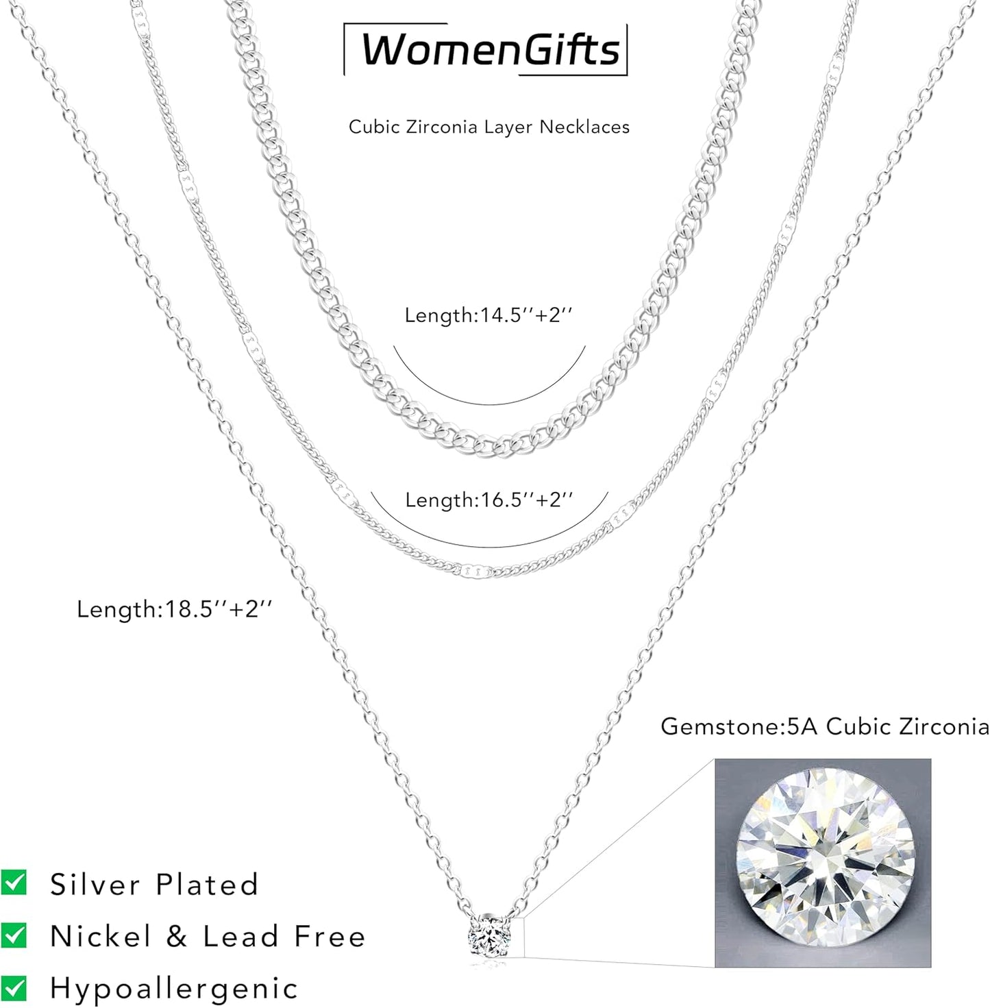 Layered Silver Necklace for Women