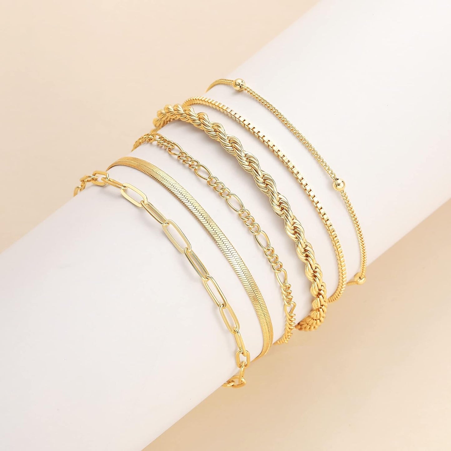 Gold Bracelets for Women, 14K Gold Plated Jewelry Sets