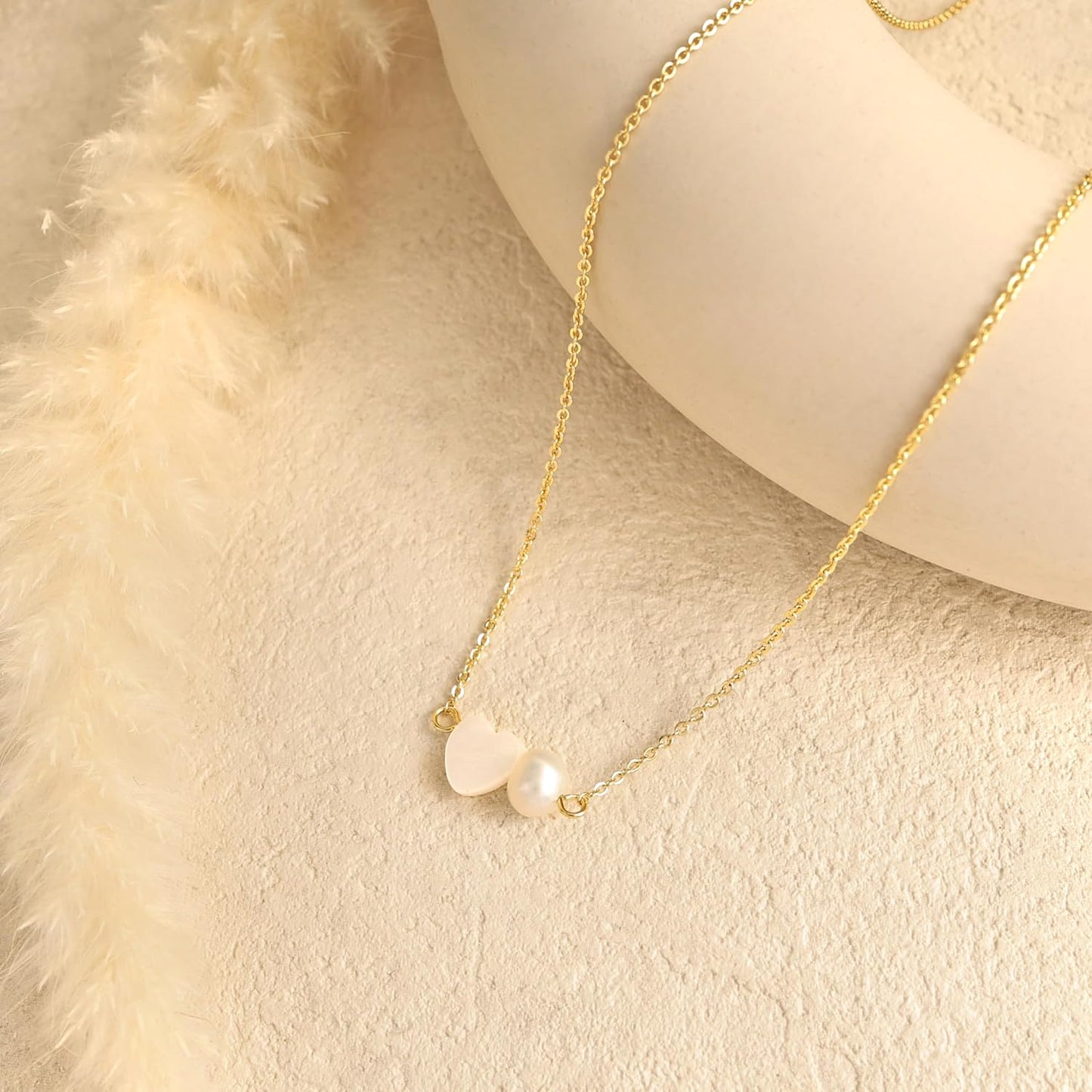14K Gold Plated Pearl Necklace for Women | Dainty Layered Choker | Waterproof Wedding Jewelry Gift