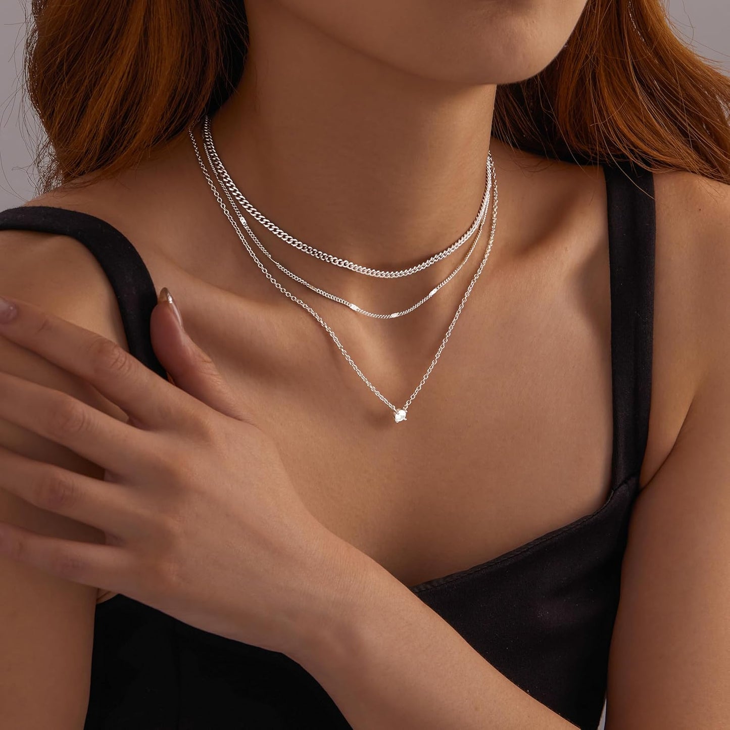 Layered Silver Necklace for Women