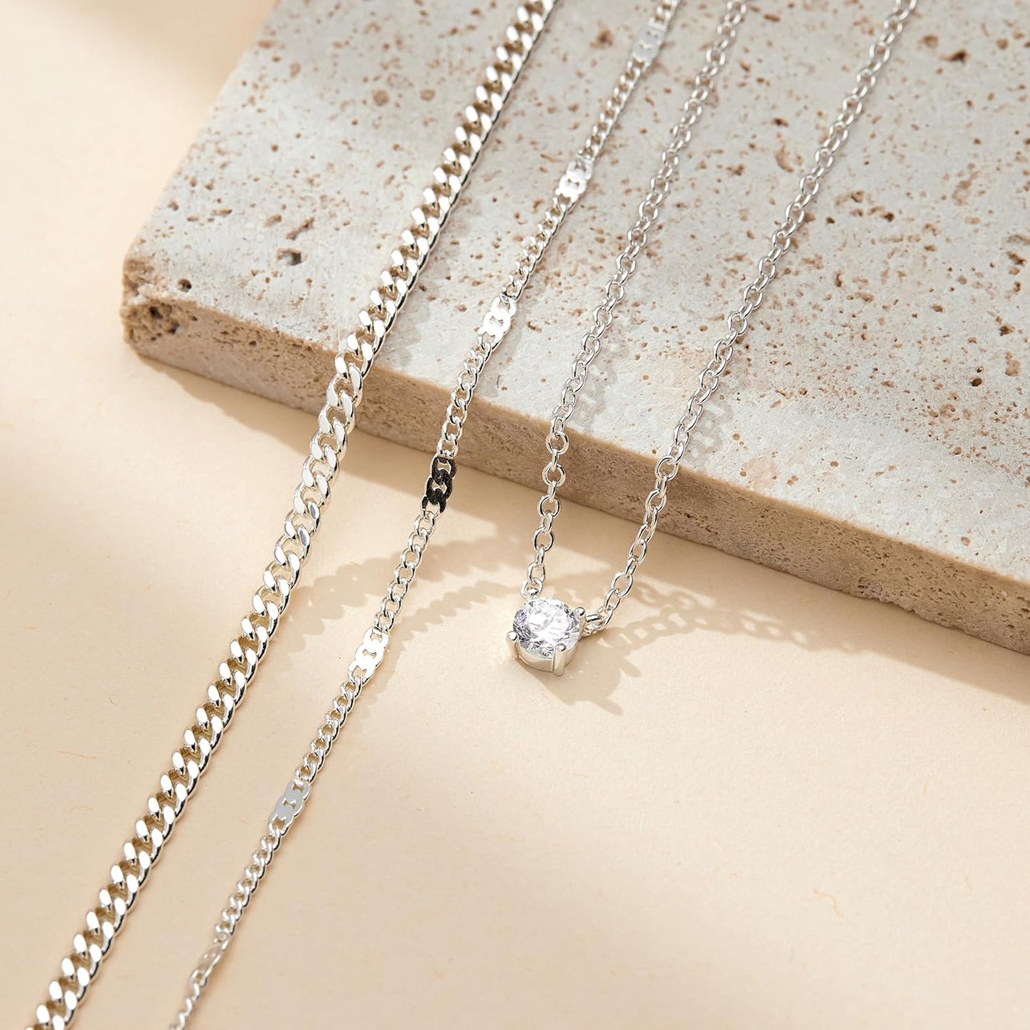 Layered Silver Necklace for Women