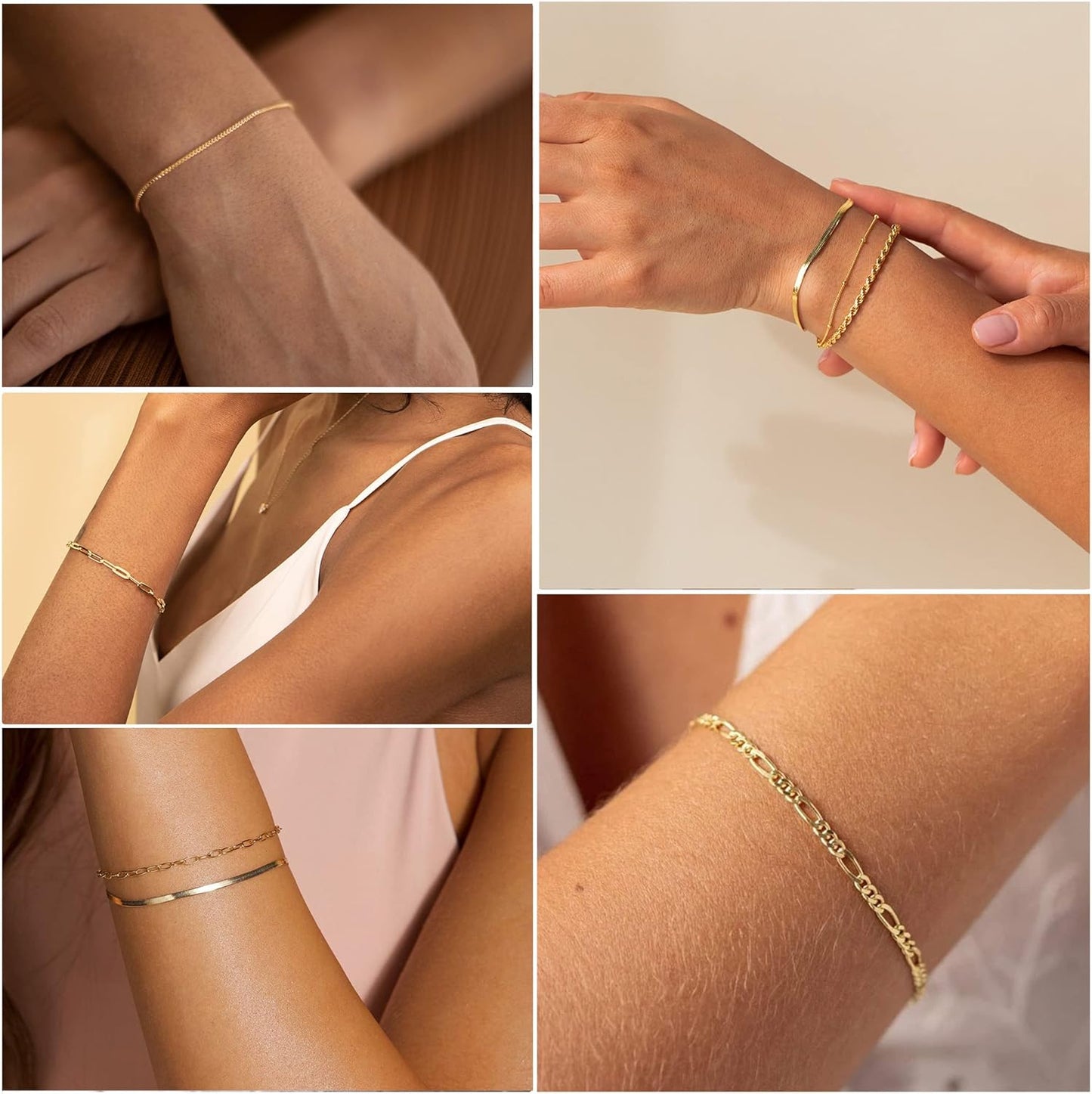 Gold Bracelets for Women, 14K Gold Plated Jewelry Sets