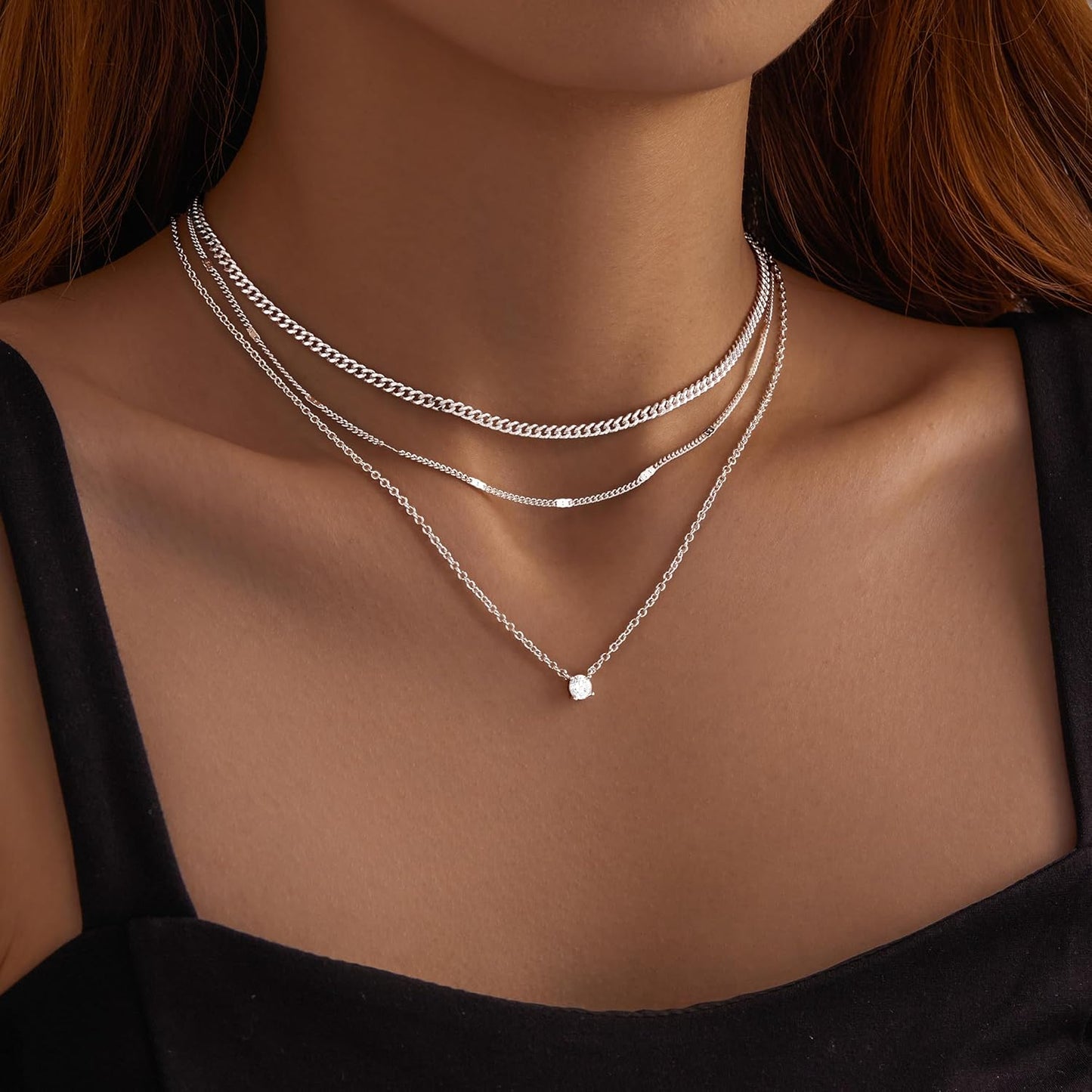 Layered Silver Necklace for Women