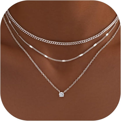 Layered Silver Necklace for Women