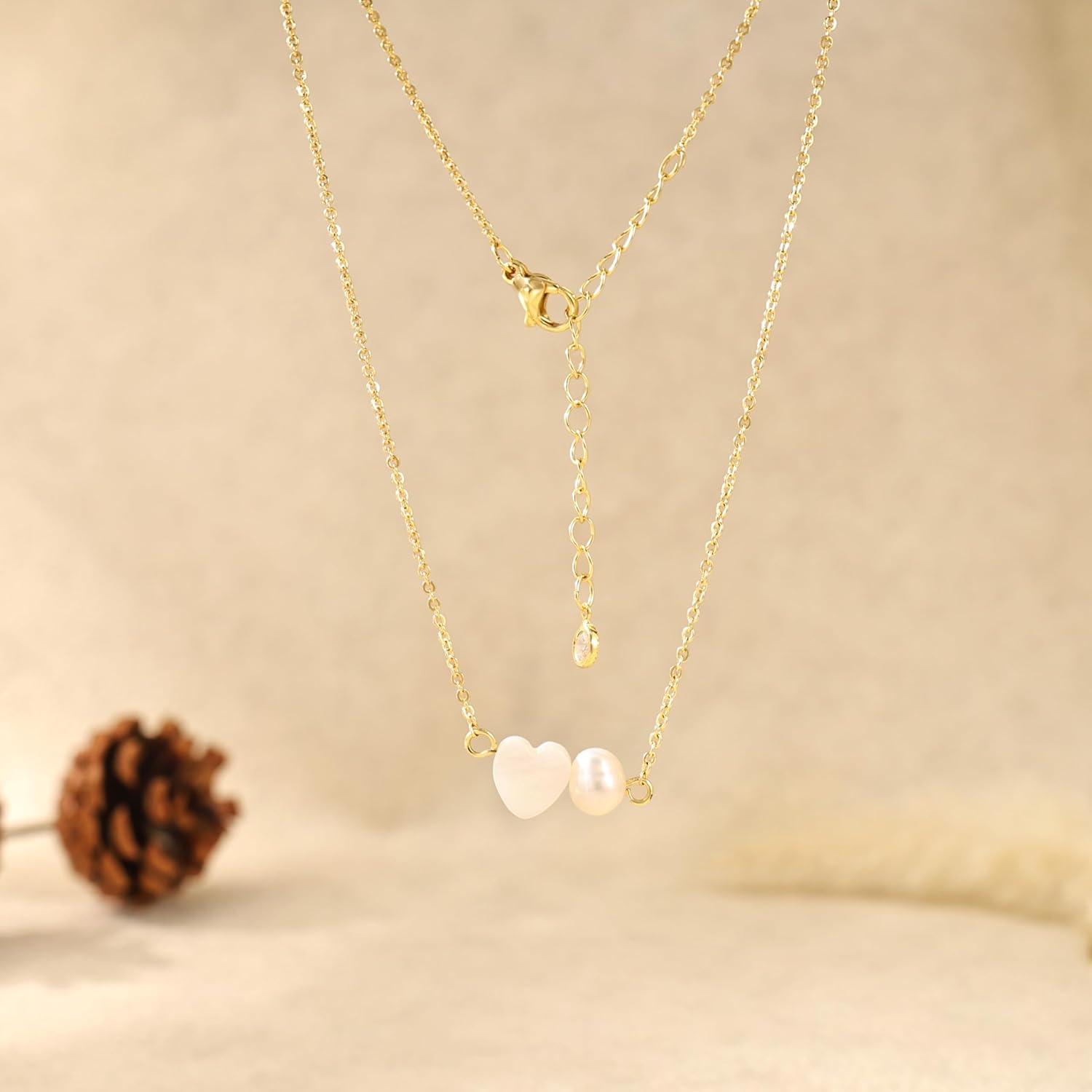 14K Gold Plated Pearl Necklace for Women | Dainty Layered Choker | Waterproof Wedding Jewelry Gift