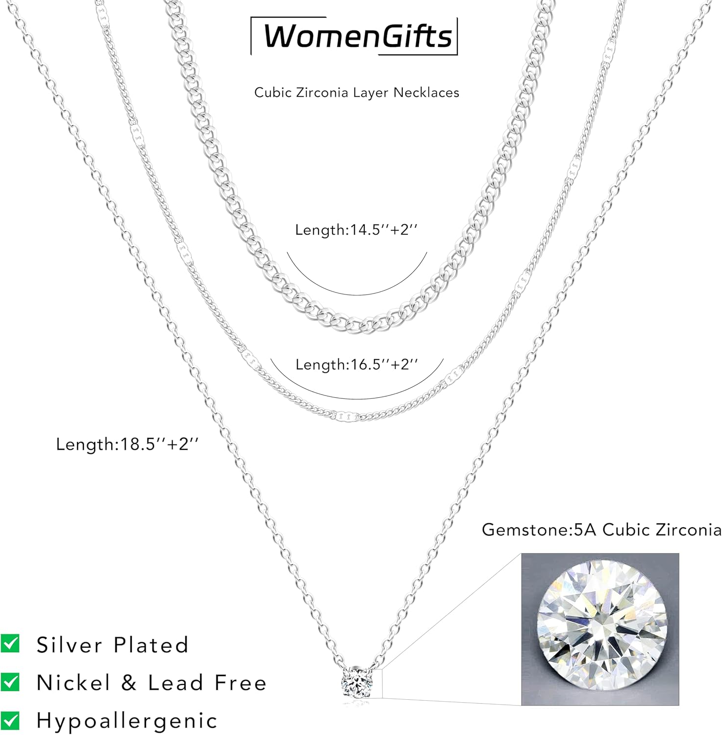 Layered Silver Necklace for Women