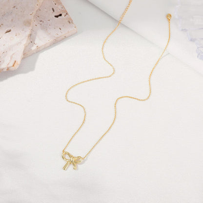 Gold Bow Necklace for Women - 14K Gold Plated Dainty Pendant, Tarnish Resistant Charm Necklace, Gift for Her