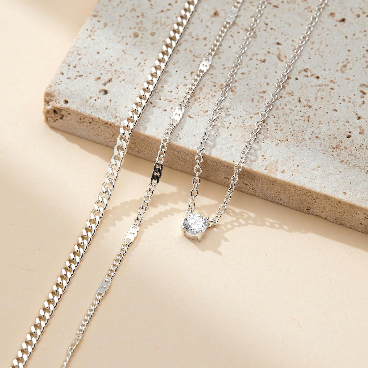 Layered Silver Necklace for Women