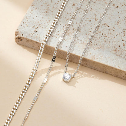Layered Silver Necklace for Women