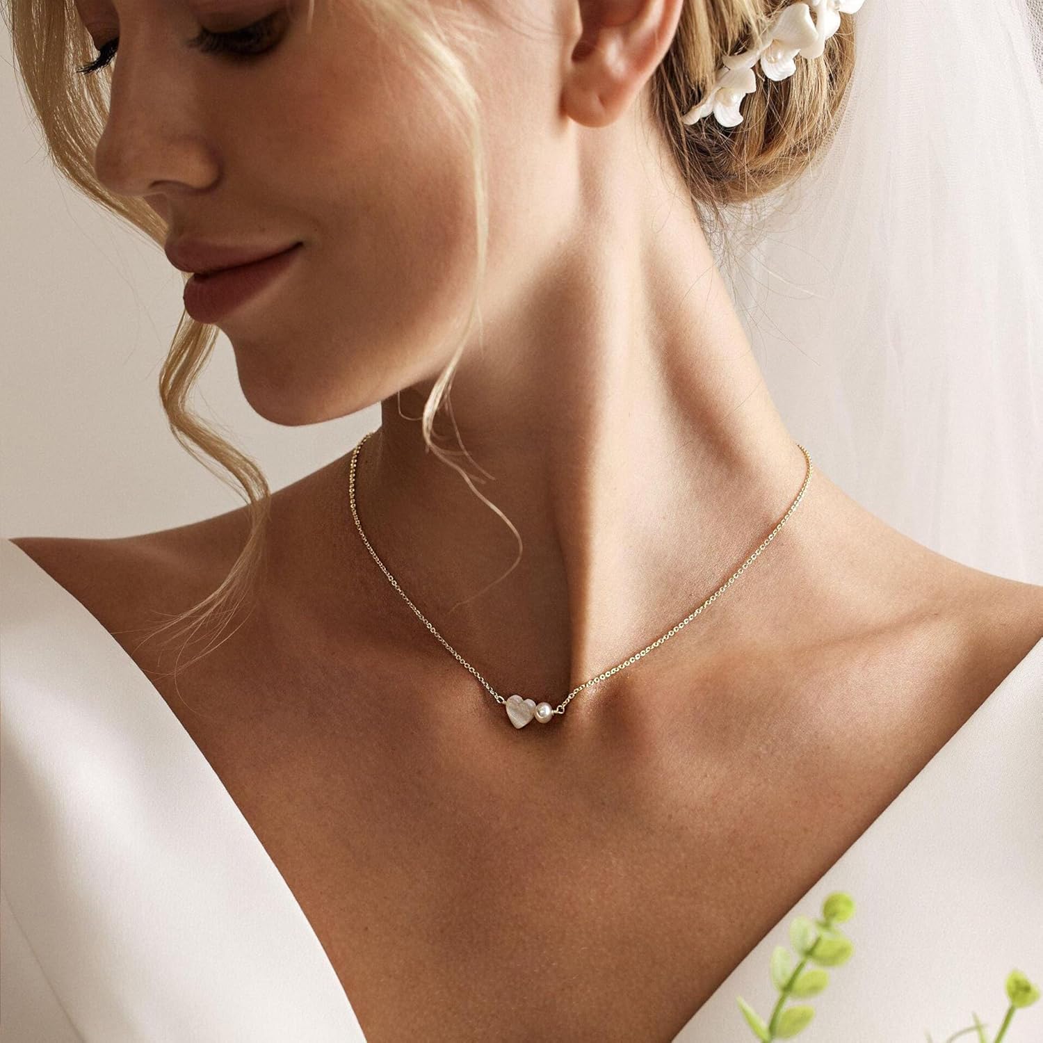 14K Gold Plated Pearl Necklace for Women | Dainty Layered Choker | Waterproof Wedding Jewelry Gift