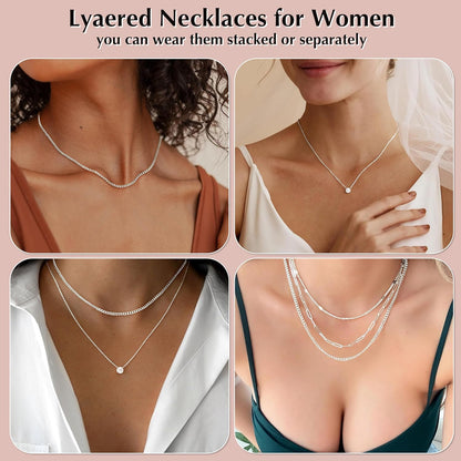 Layered Silver Necklace for Women
